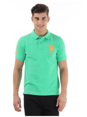 U S Polo Assn Men Slim Fit Polo Neck Solid T Shirt Green U S Polo Assn Men Slim Fit Polo Neck Solid T Shirt Green