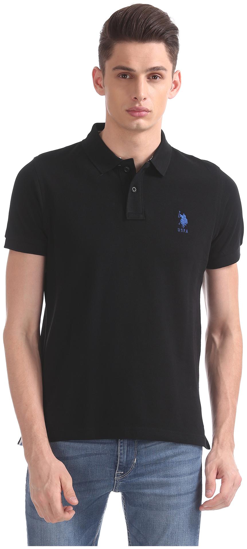 

U S Polo Assn Men Black Regular fit Cotton Polo collar T-Shirt - Pack Of 1