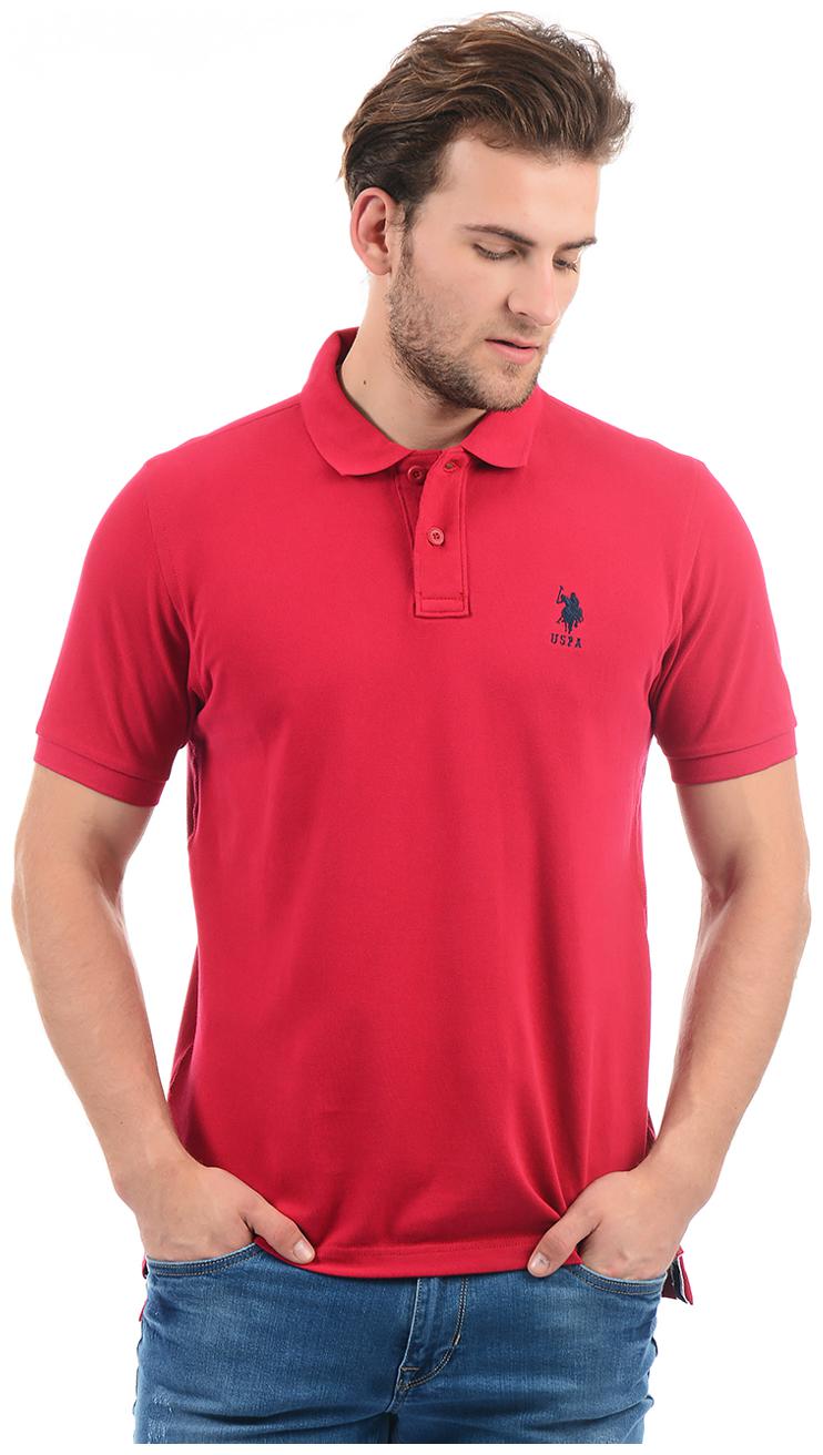 

U S Polo Assn Men Red Slim fit Cotton Polo collar T-Shirt - Pack Of 1