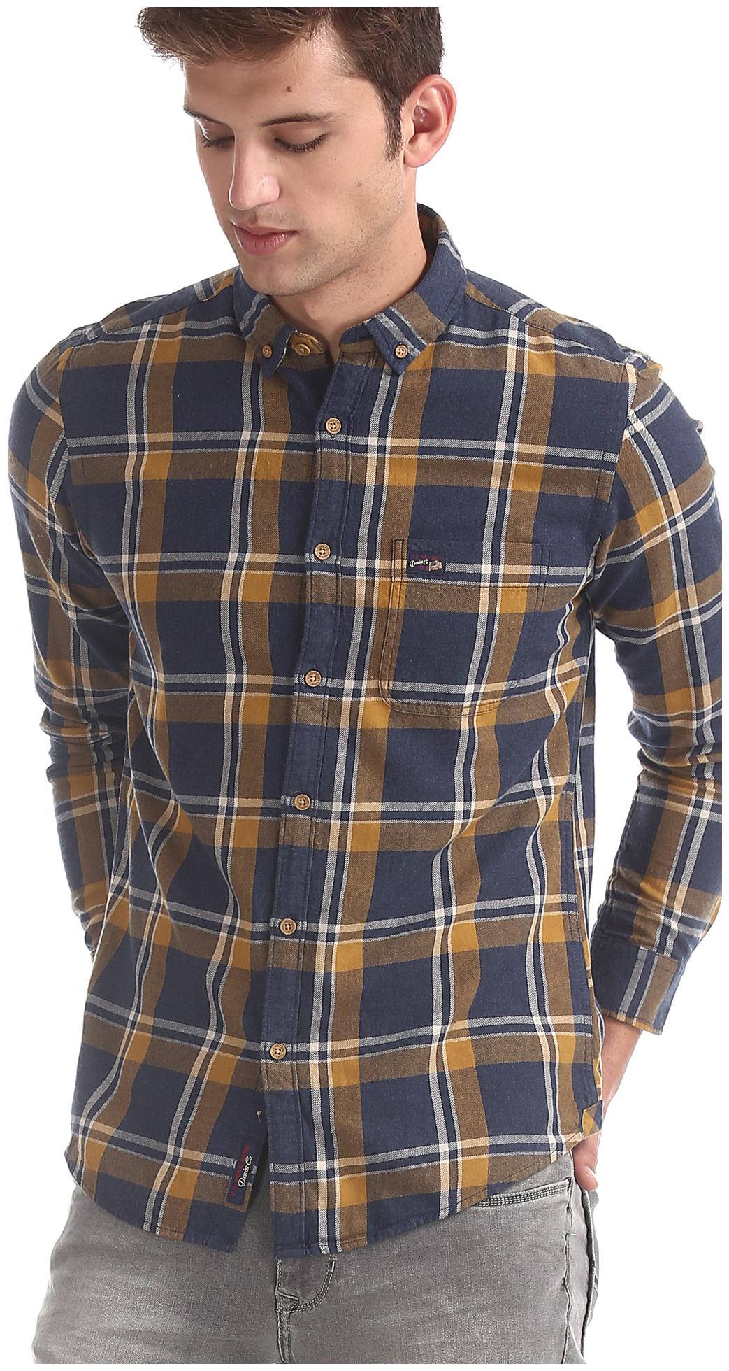 

U S Polo Assn Men Blue Checked Regular Fit Casual Shirt