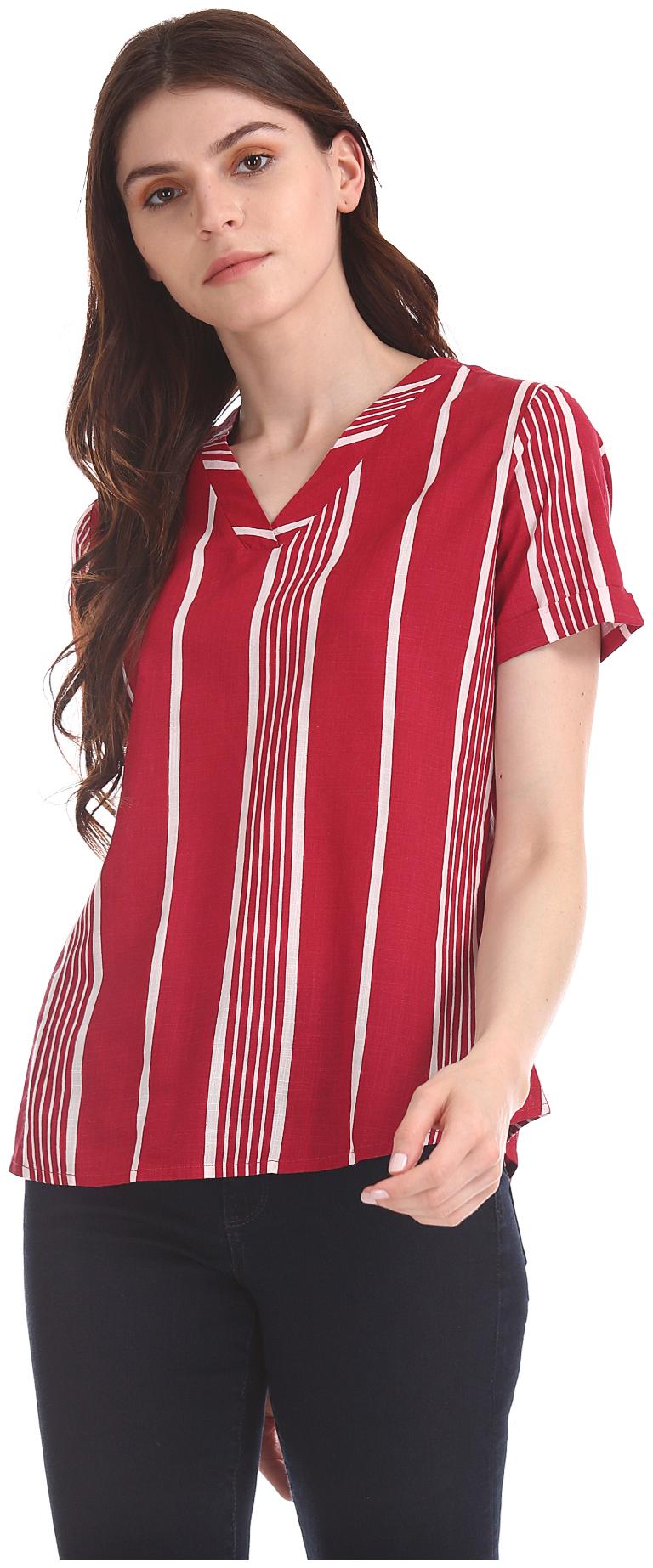 

U S Polo Assn Women Striped Regular top - Red