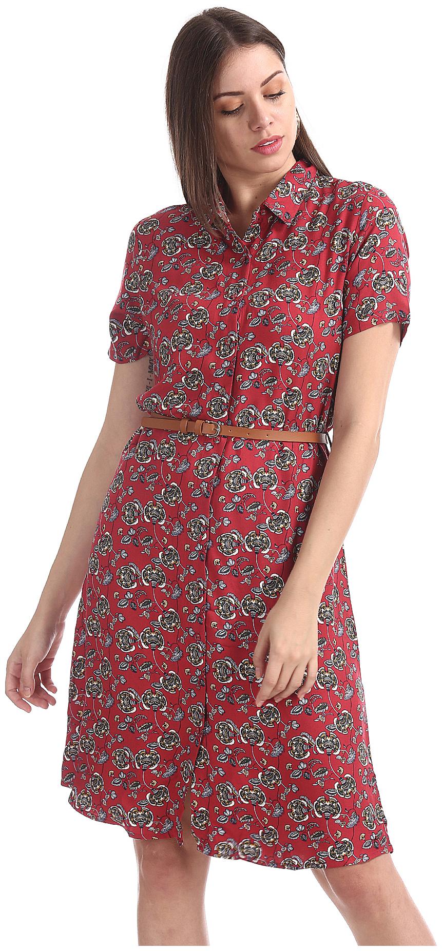 

U S Polo Assn Maroon Printed Shirt dress