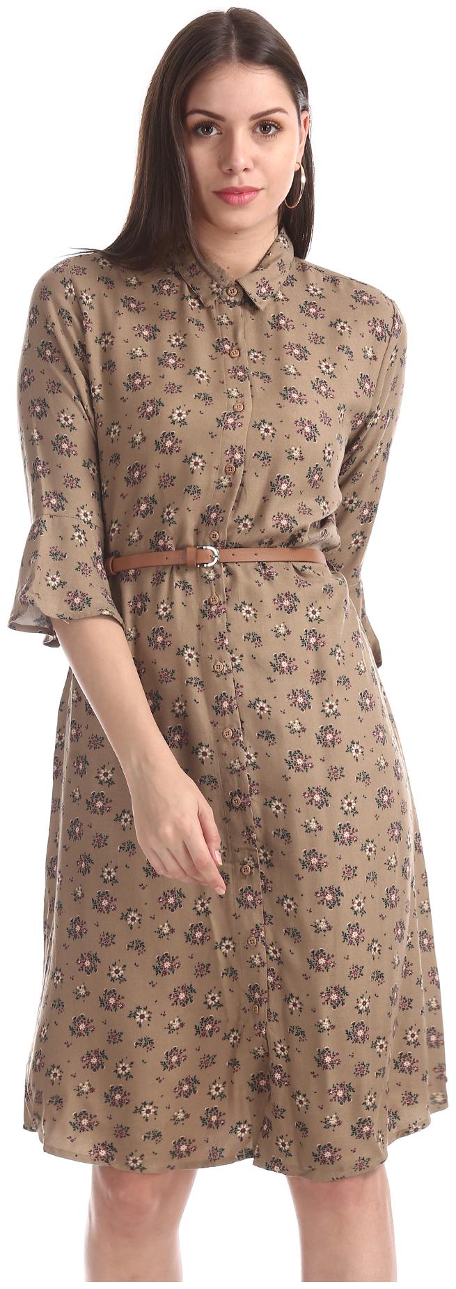

U S Polo Assn Brown Printed Shirt dress