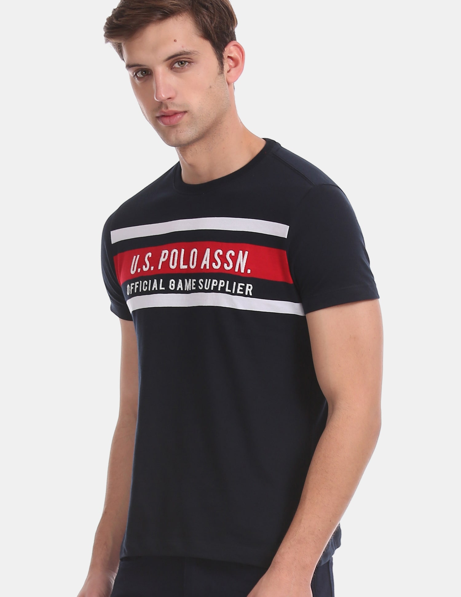 

U S Polo Assn Men Blue Regular fit Cotton Round neck T-Shirt - Pack Of 1