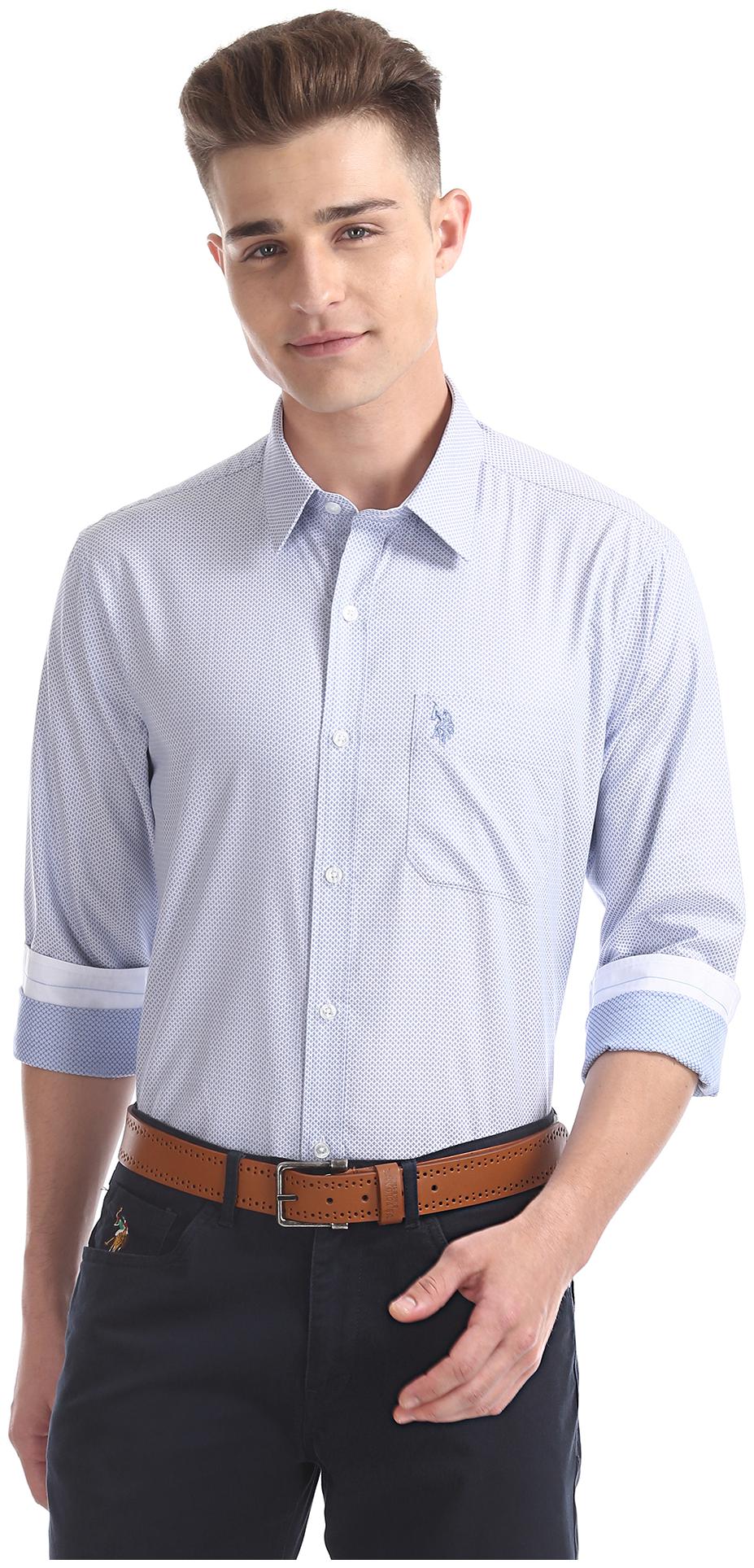 

U S Polo Assn Men Regular fit Formal Shirt - Blue