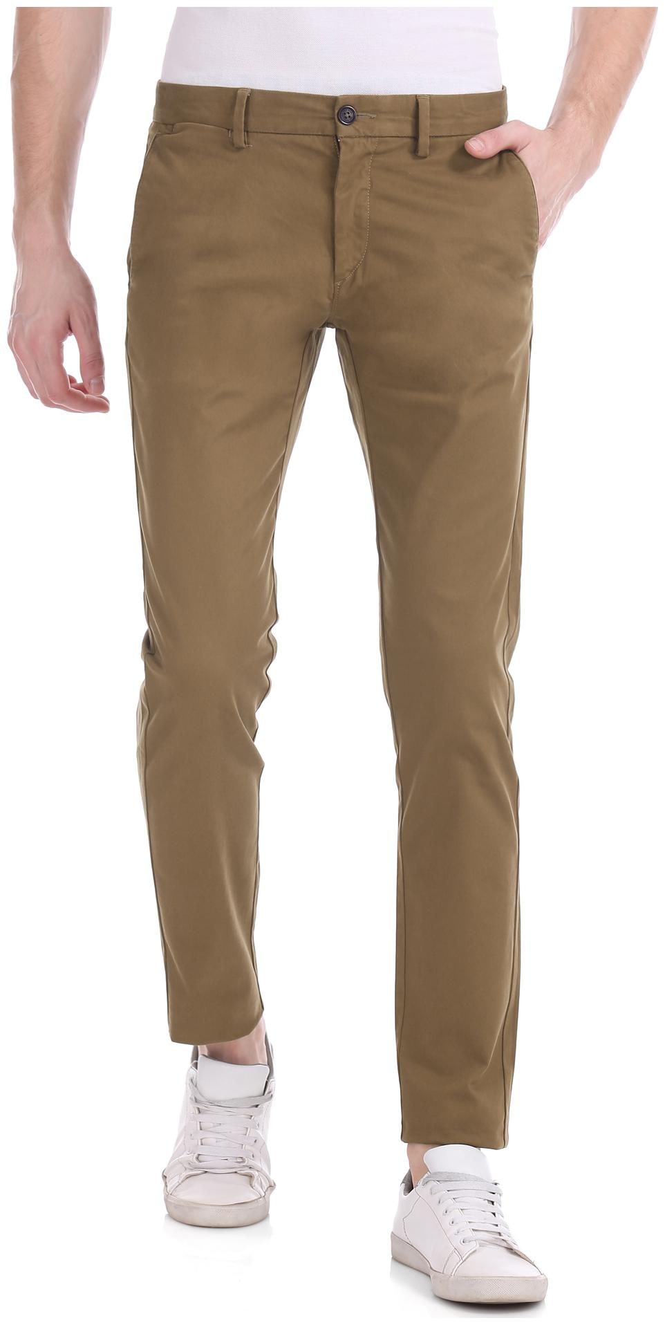 

U S Polo Assn Men Brown Solid Slim fit Regular trousers