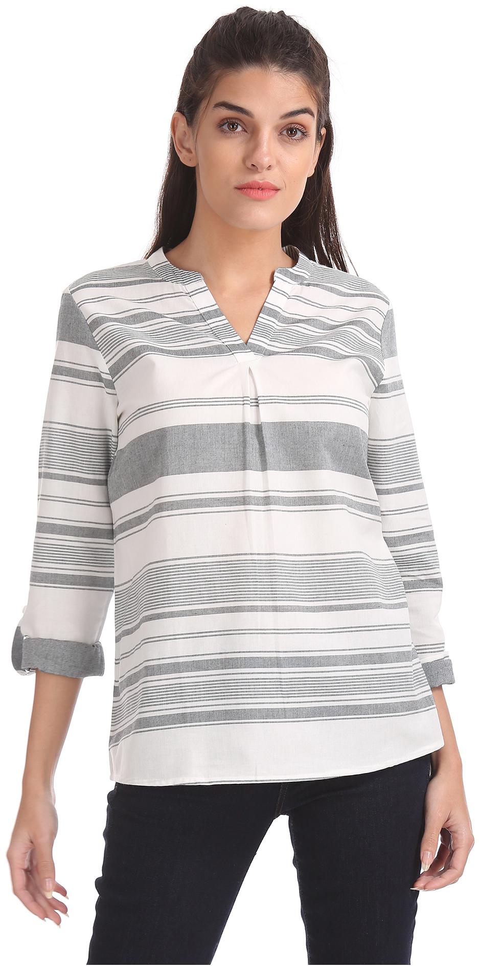 

U S Polo Assn Women Striped Regular top - White