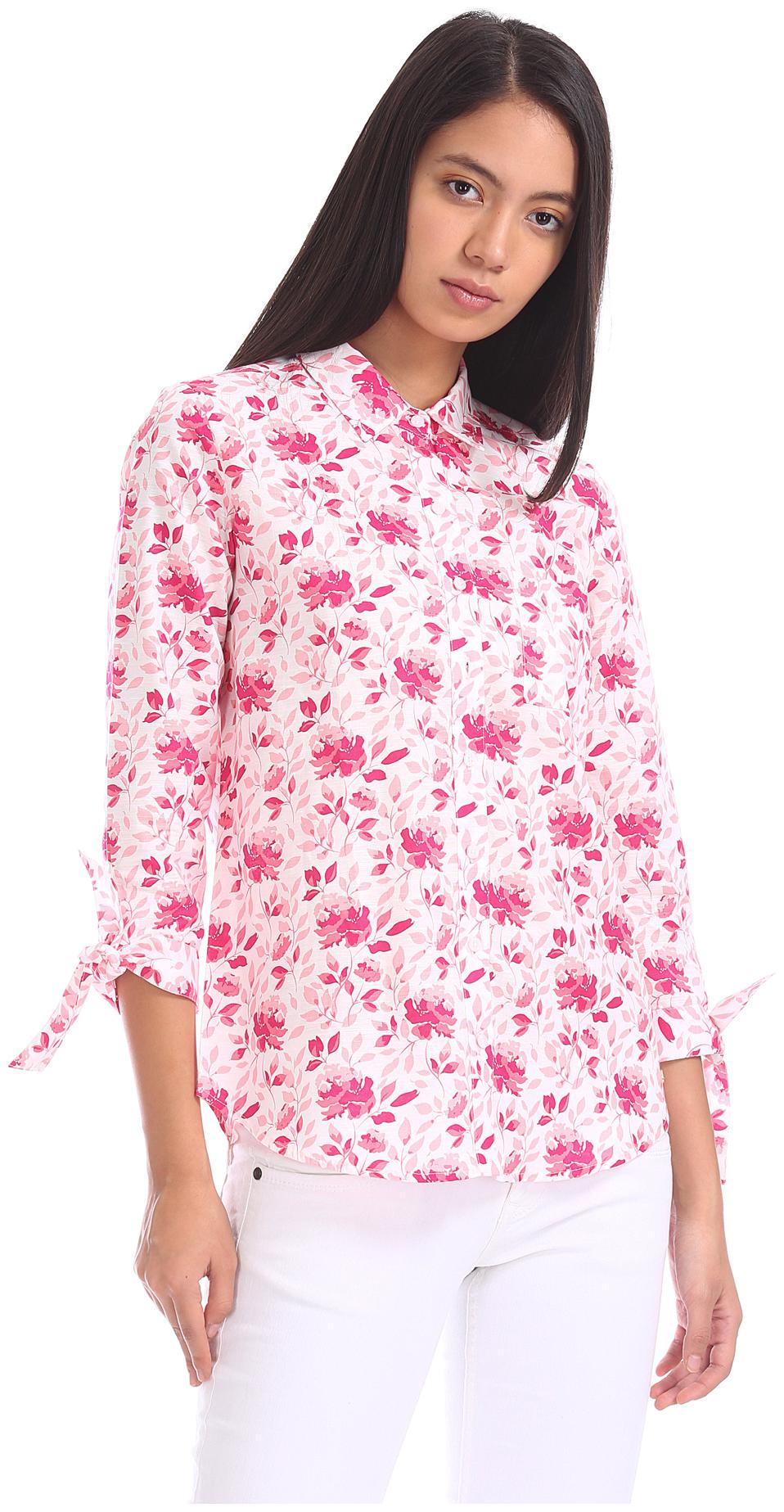 

U S Polo Assn Women Pink Floral Regular Fit Shirt
