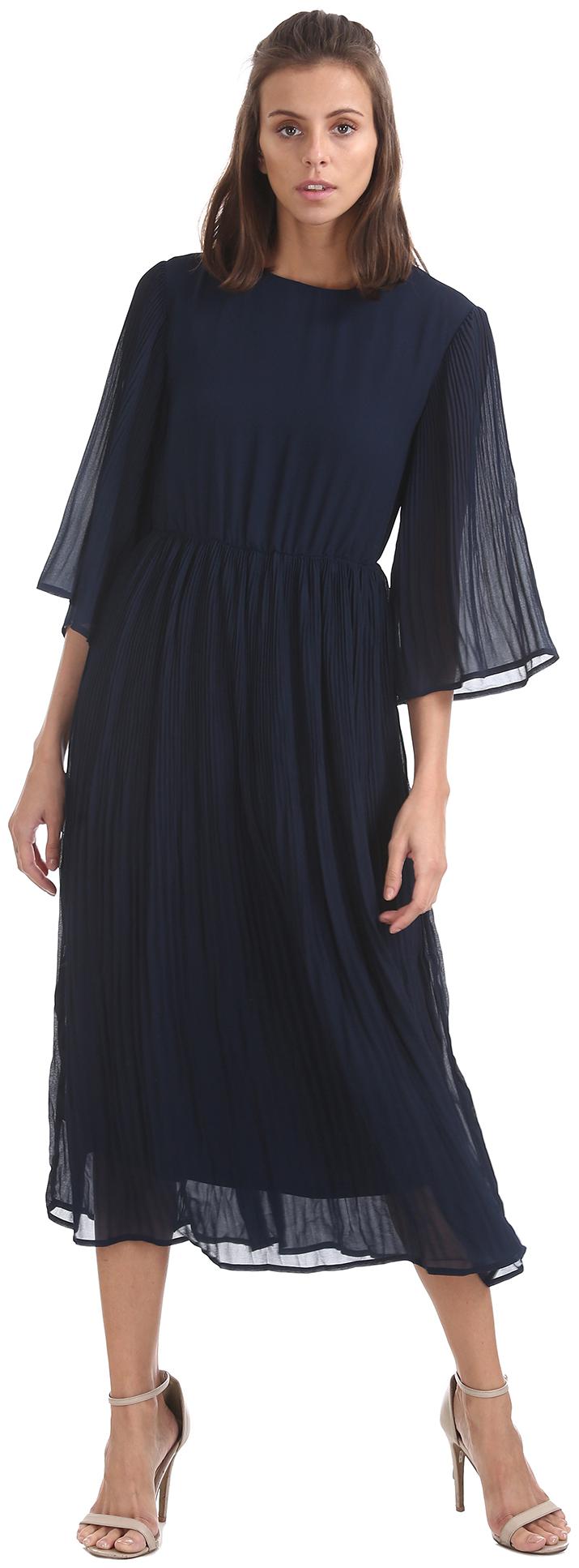 

U S Polo Assn Blue Solid Fit flare dress
