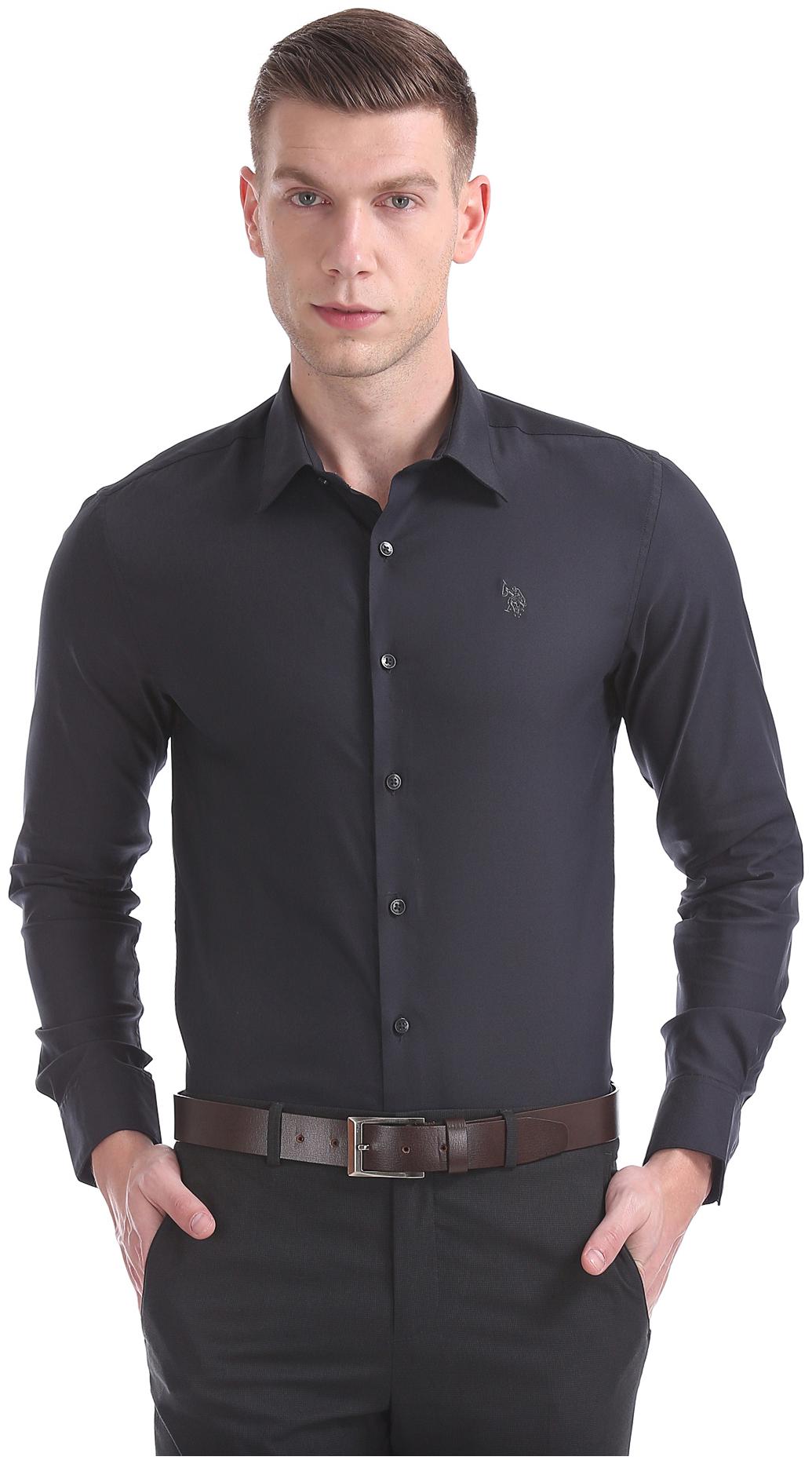 

U S Polo Assn Men Regular fit Formal Shirt - Black