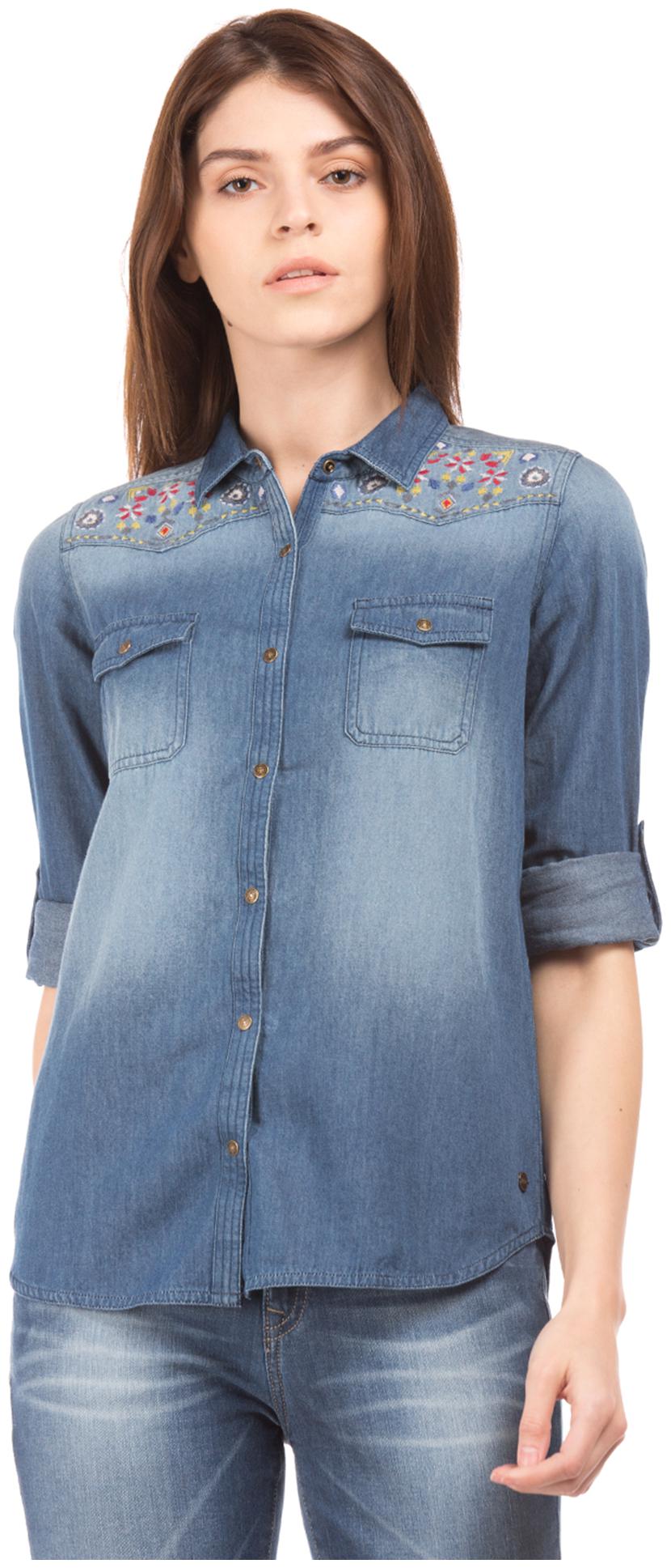 

U S Polo Assn Women Blue Solid Regular Fit Shirt