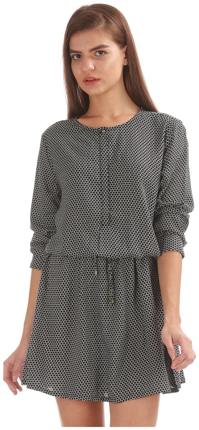 

U S Polo Assn Black Printed A-line dress