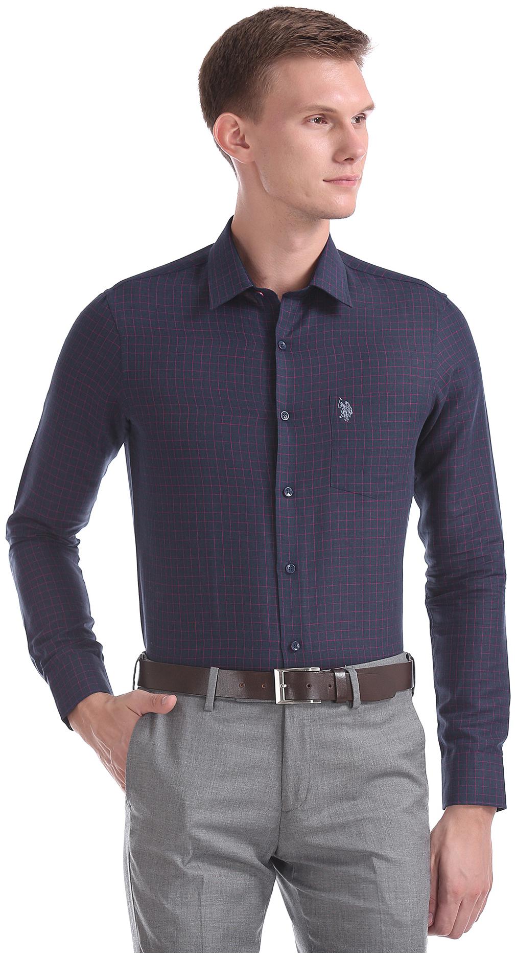 

U S Polo Assn Men Regular fit Formal Shirt - Blue