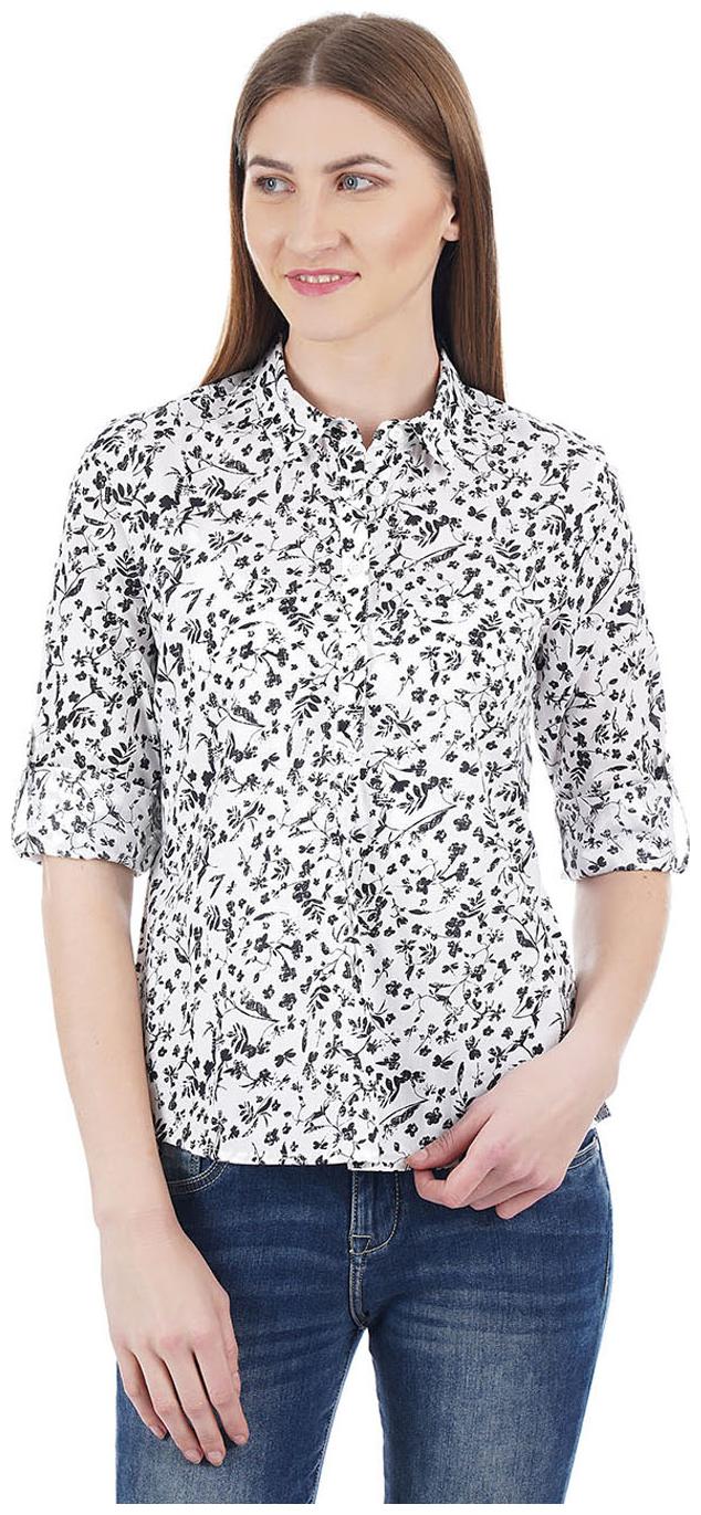 

U S Polo Assn Women White Printed Slim Fit Shirt