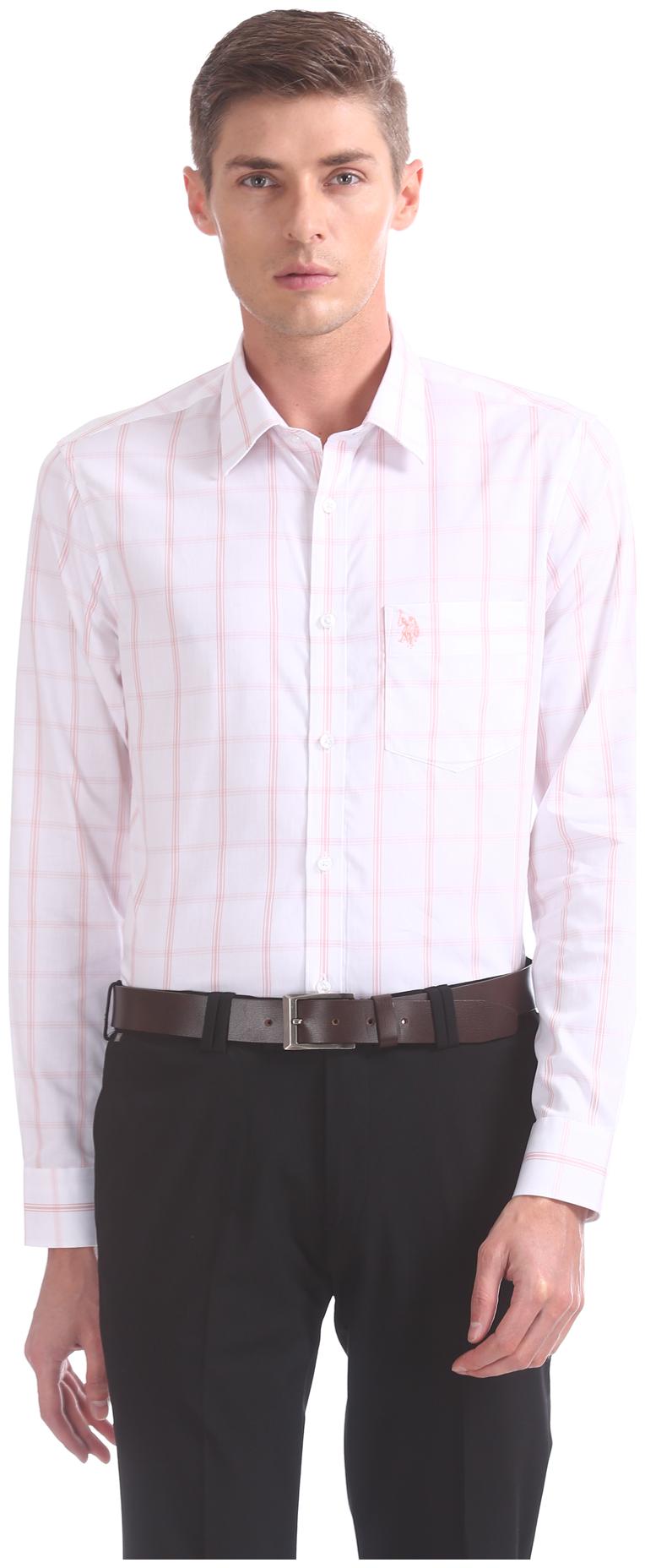 

U S Polo Assn Men Regular fit Formal Shirt - Pink