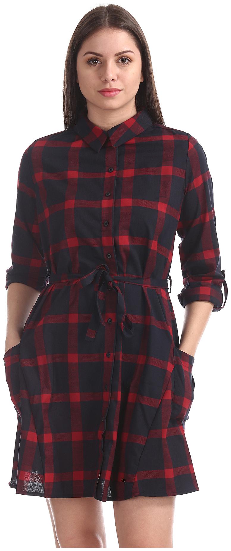 

U S Polo Assn Blue Checked Shirt dress