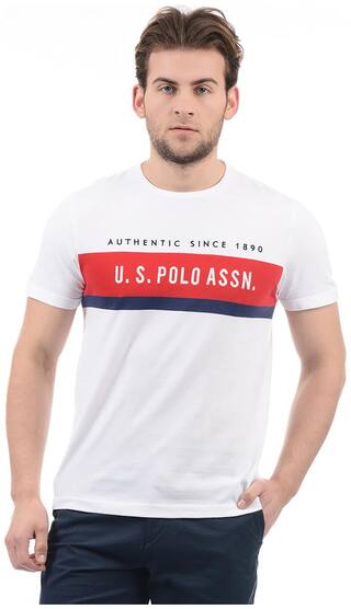 Buy U S Polo Assn Men White Regular Fit Cotton Scoop Neck T Shirt Pack Of 1 Online At Low Prices In India Paytmmall Com