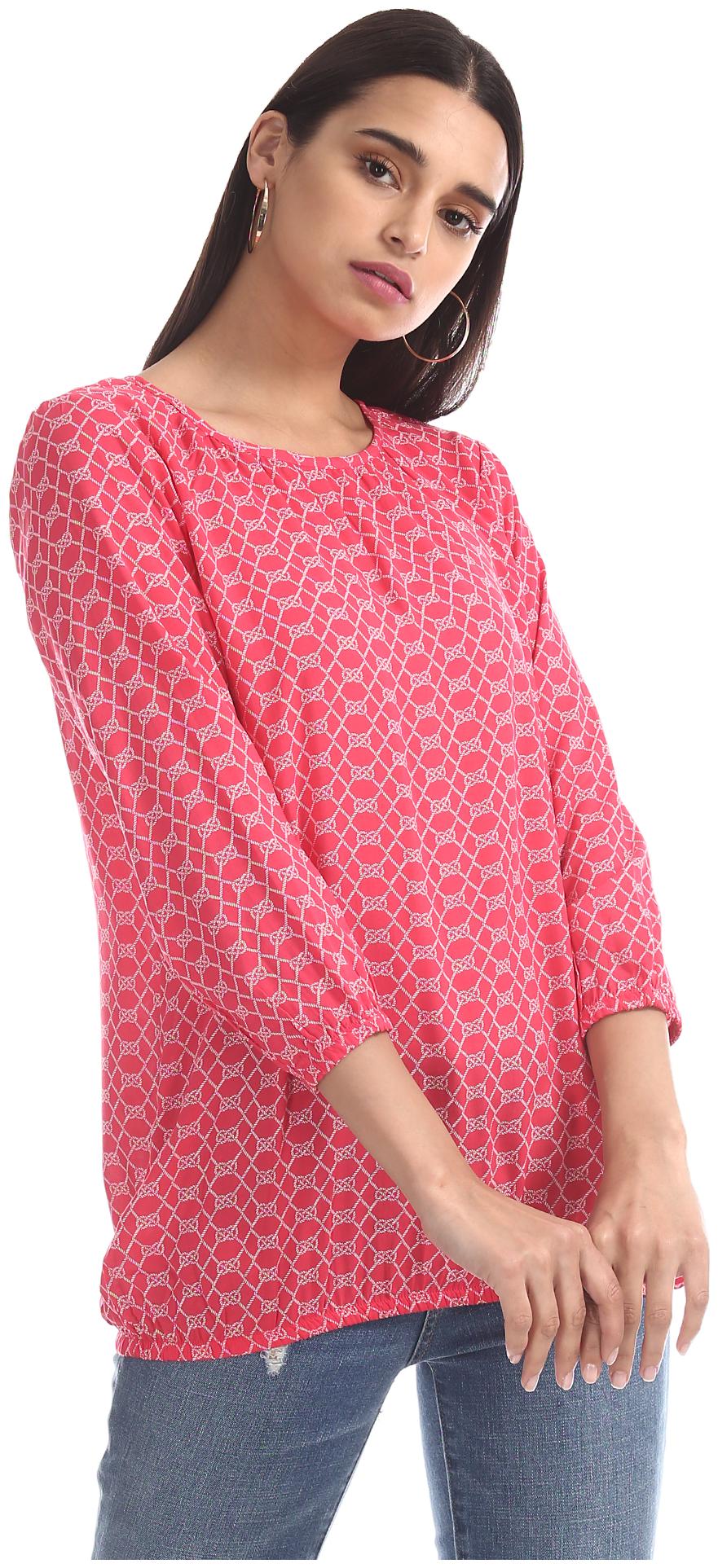 

U S Polo Assn Women Printed Blouson top - Pink