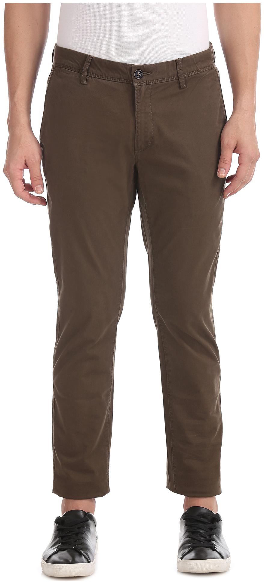 

U S Polo Assn Men Brown Solid Slim fit Regular trousers
