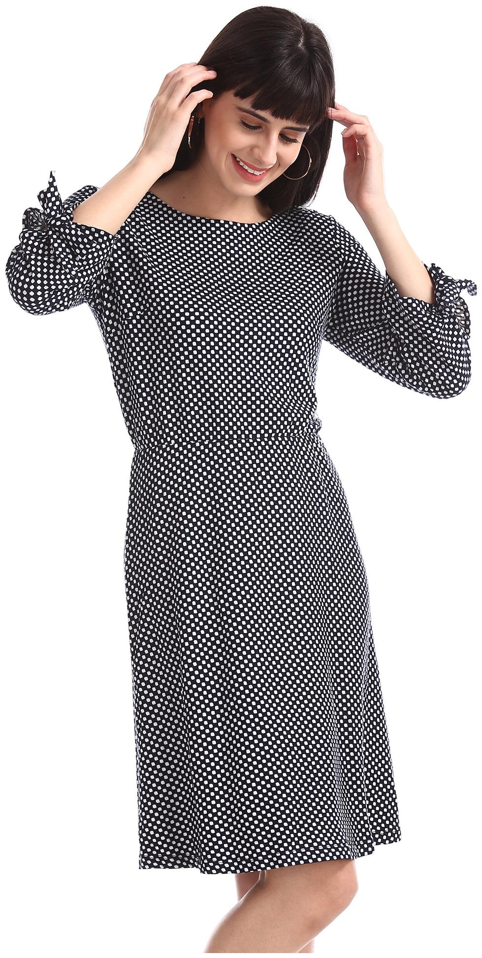 

U S Polo Assn Black Printed Fit flare dress