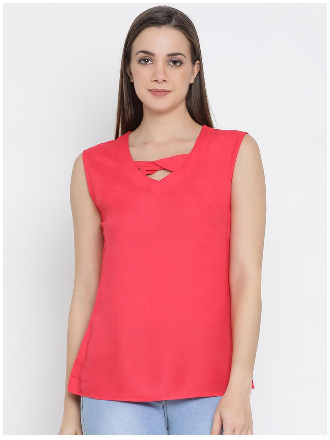 

UFFERS Women Solid Regular top - Pink