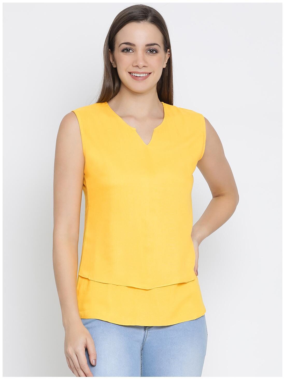 

UFFERS Women Solid Cape top - Yellow