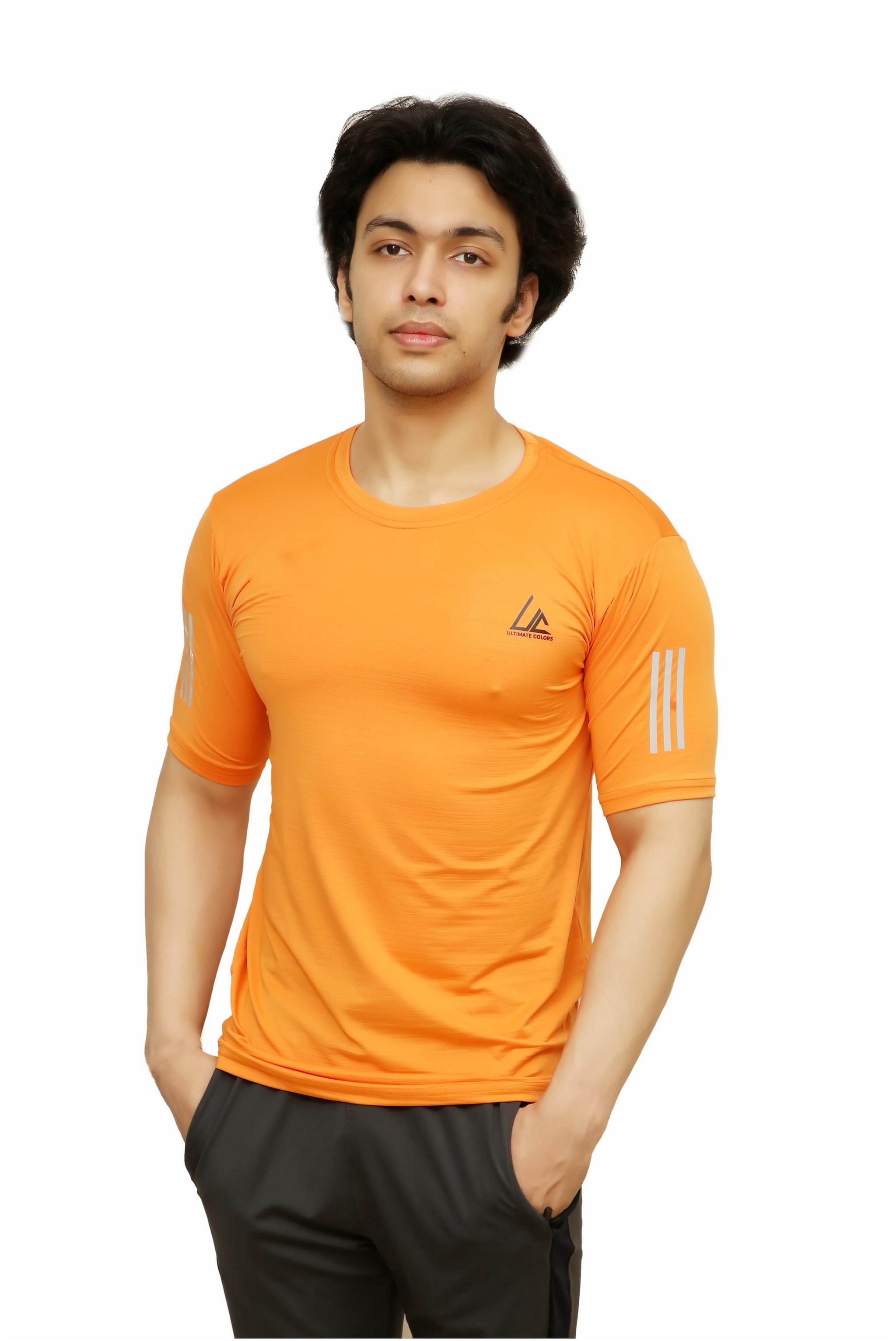 

ULTIMATECOLORS Men Orange Slim fit Polyester Round neck T-Shirt - Pack Of 1
