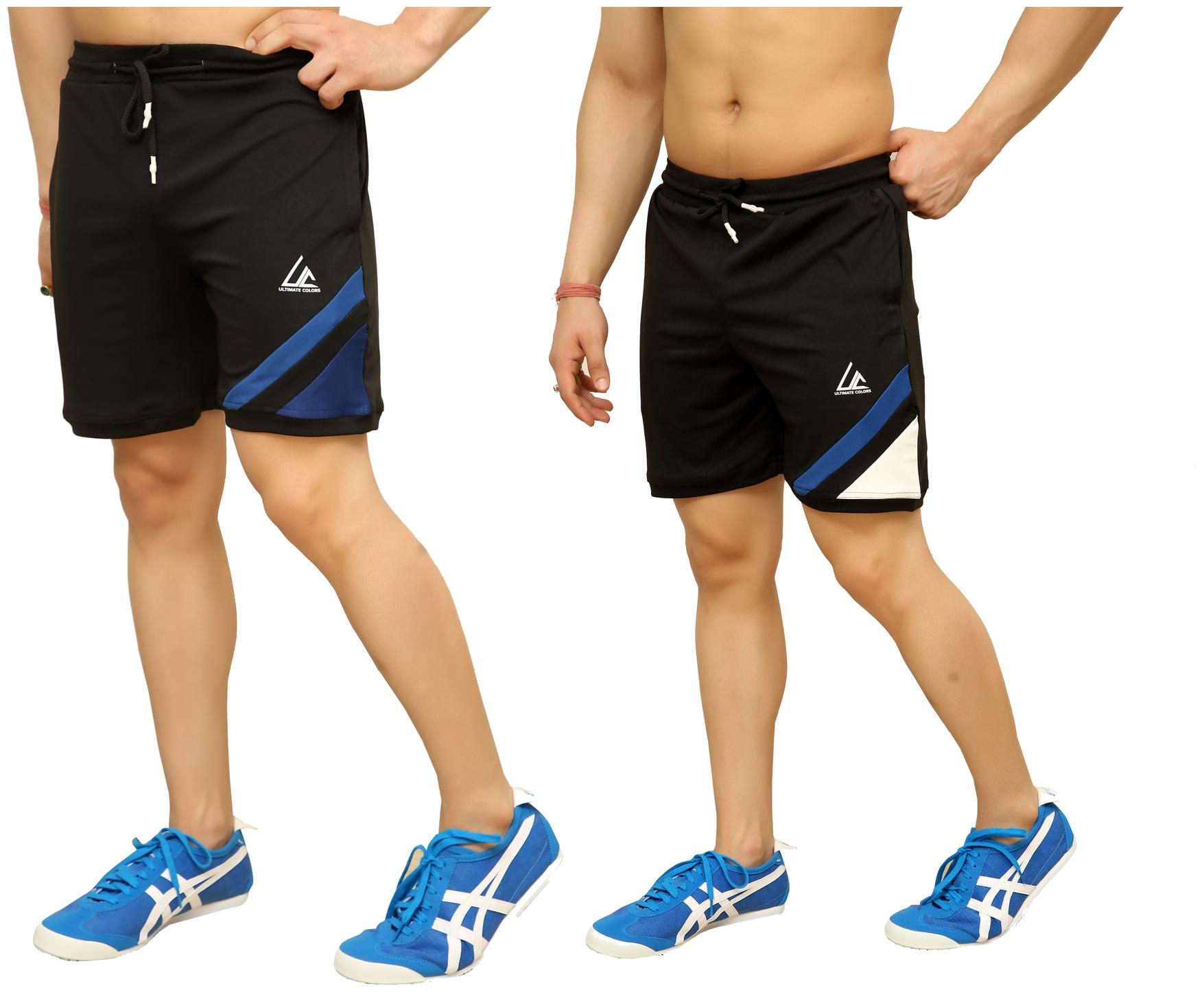 

ULTIMATECOLORS Lycra Solid Black Sports Shorts For Men