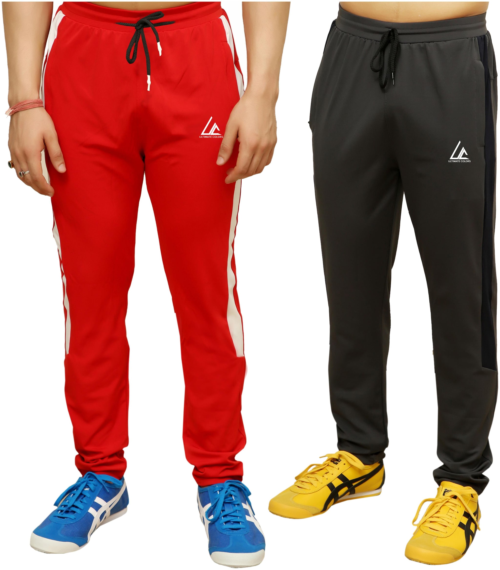 

ULTIMATECOLORS Men Red Grey Solid Regular fit Track pants