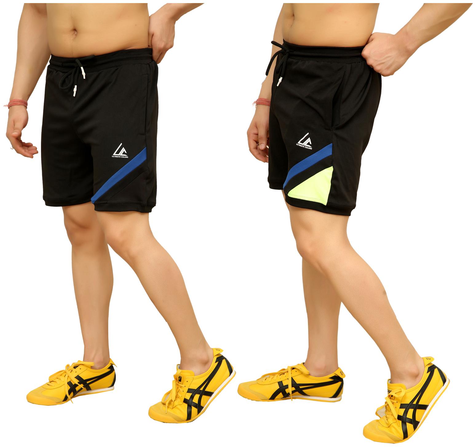 

ULTIMATECOLORS Lycra Solid Black Sports Shorts For Men