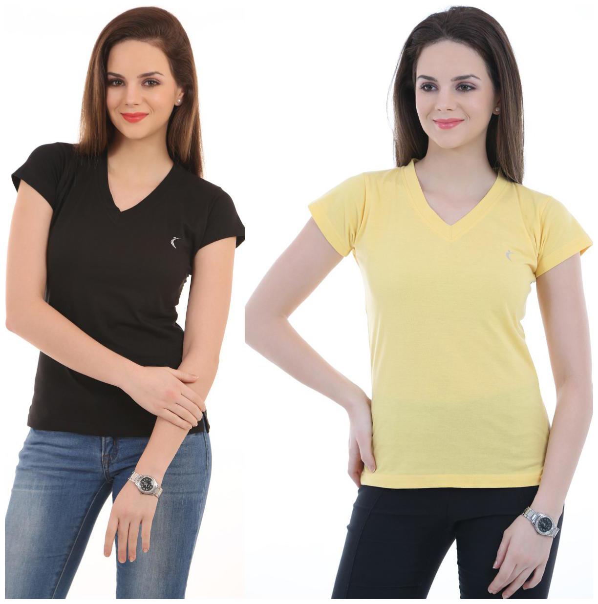 

Ultrafit Women Multi Regular fit V neck Cotton T shirt