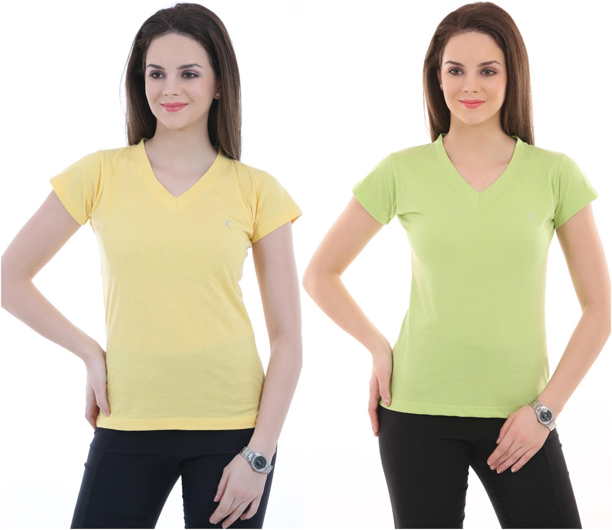 

Ultrafit Women Multi Regular fit V neck Cotton T shirt