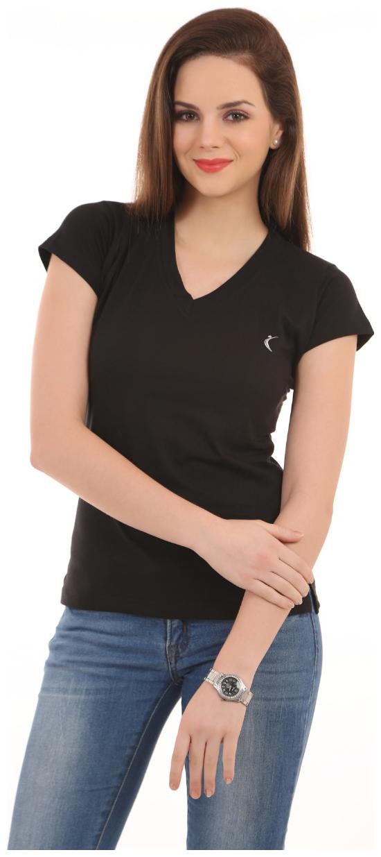 

Ultrafit Women Black Regular fit V neck Cotton T shirt