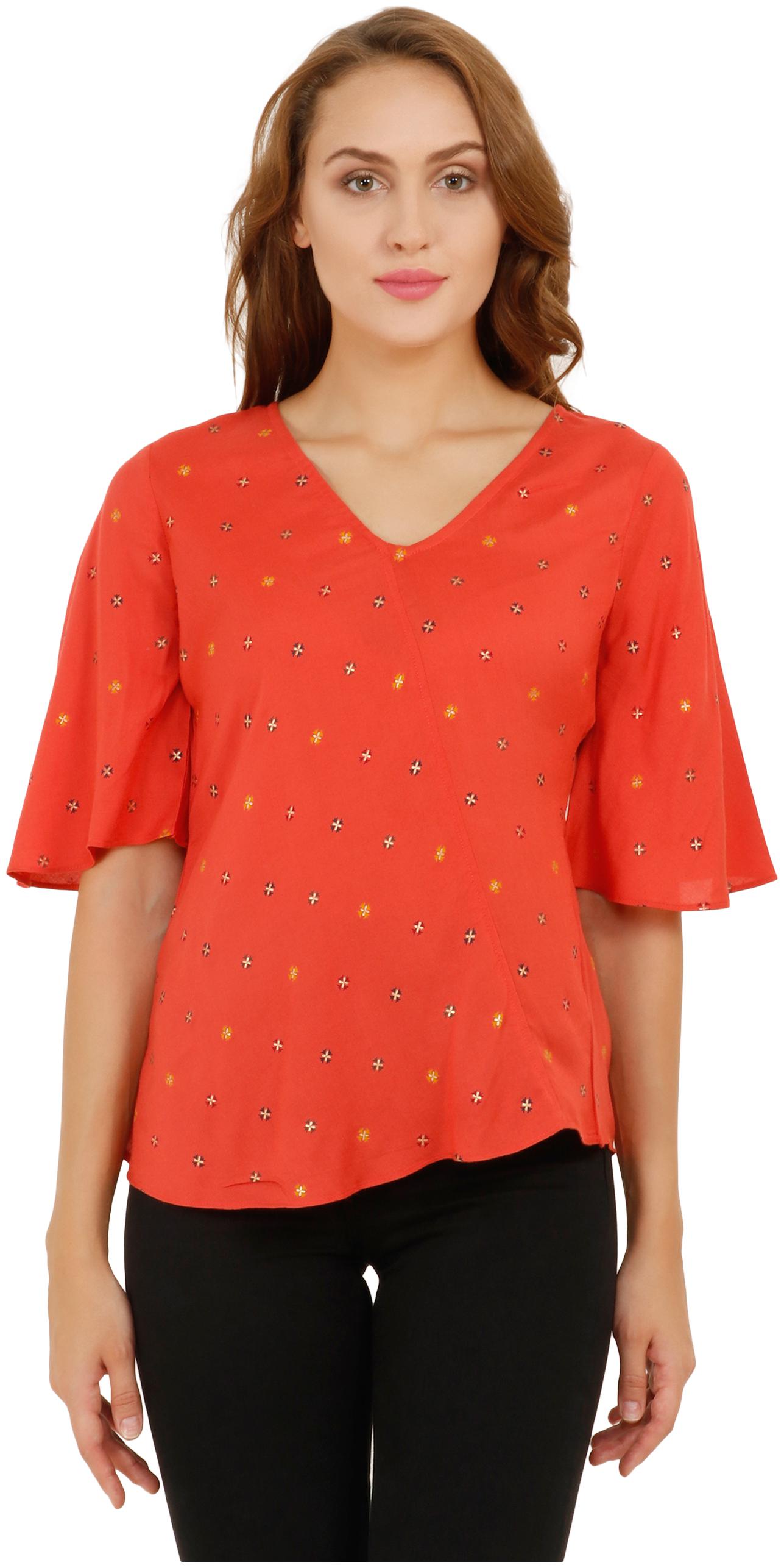 

UNFAKENOW Women Printed Regular top - Red