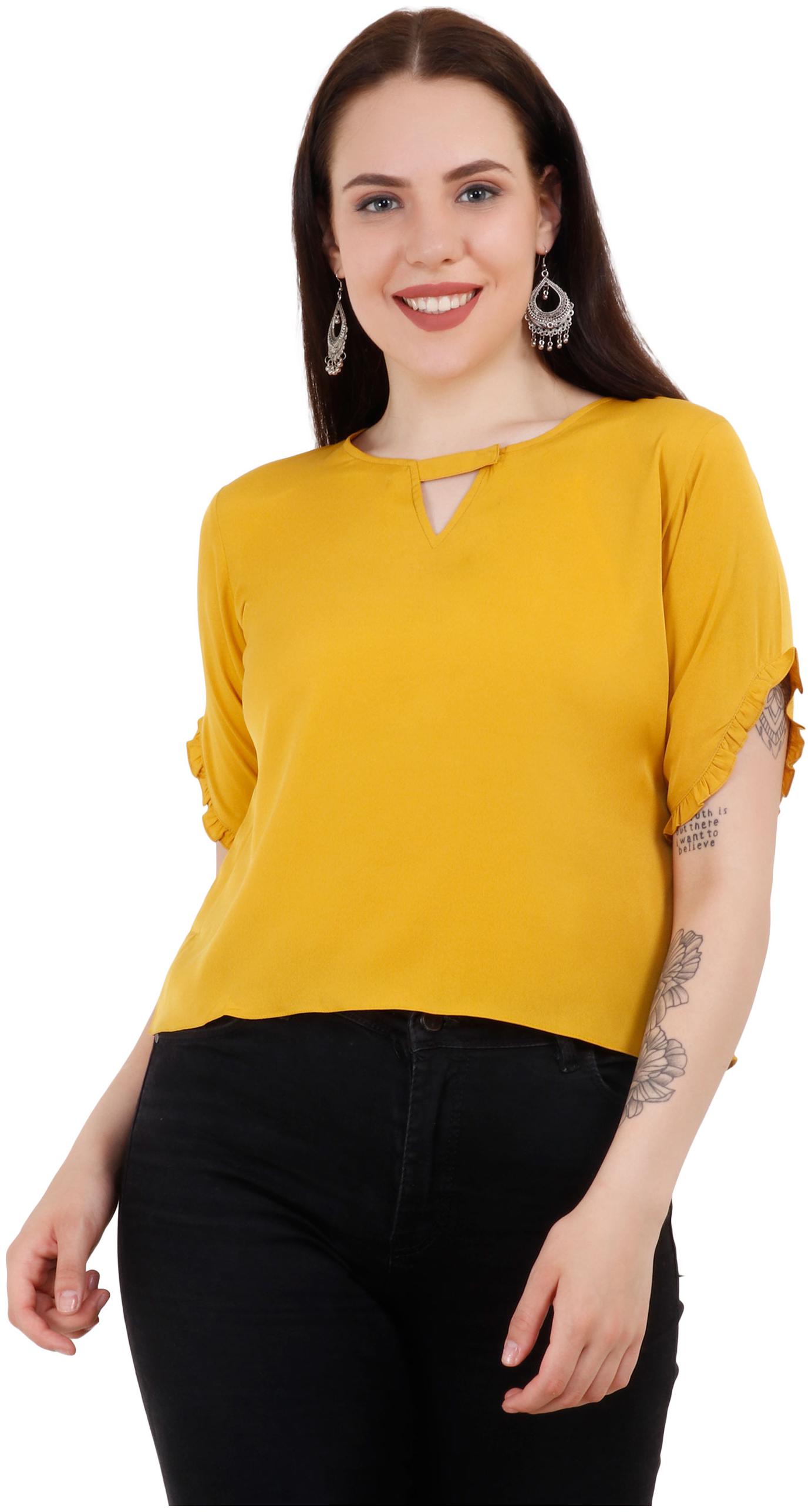 

UNFAKENOW Women Solid Cape top - Yellow