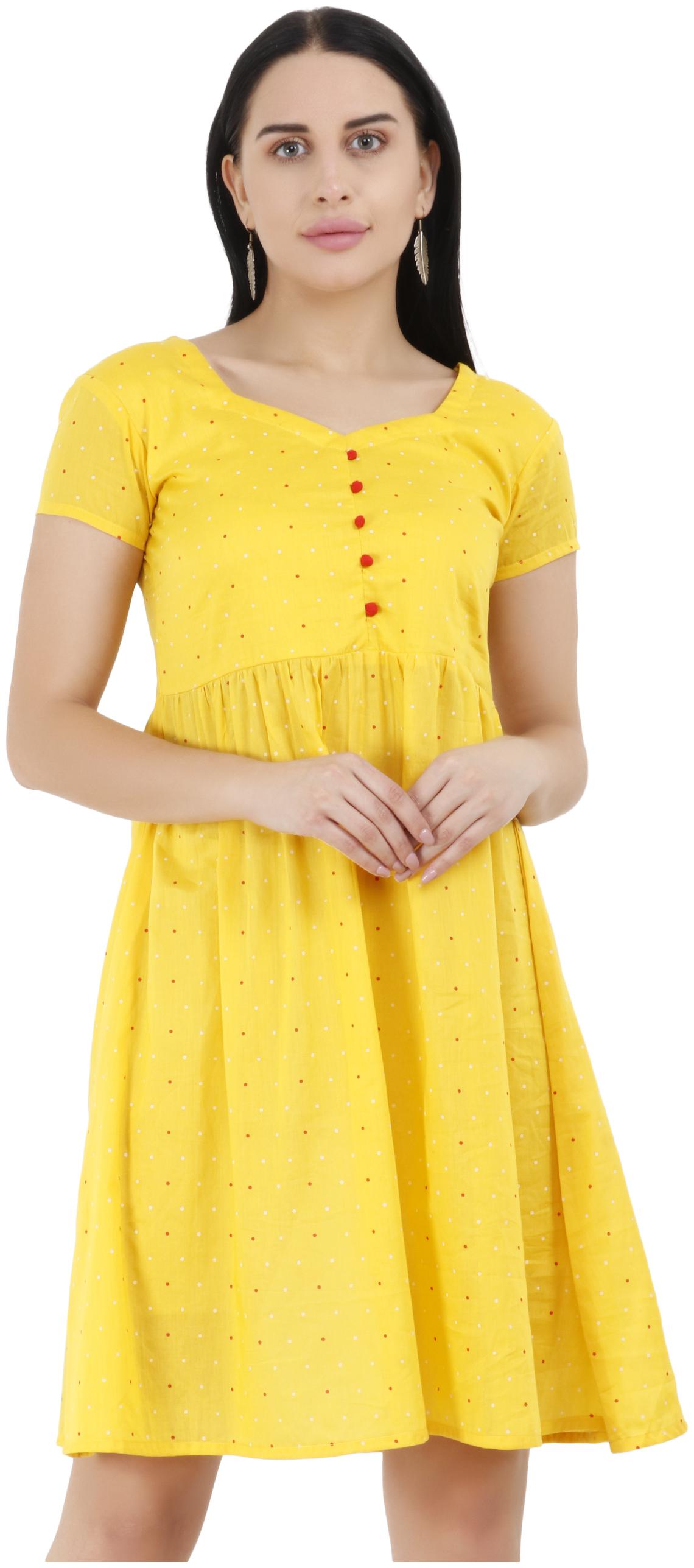 

UNFAKENOW Yellow Polka dots Peplum dress