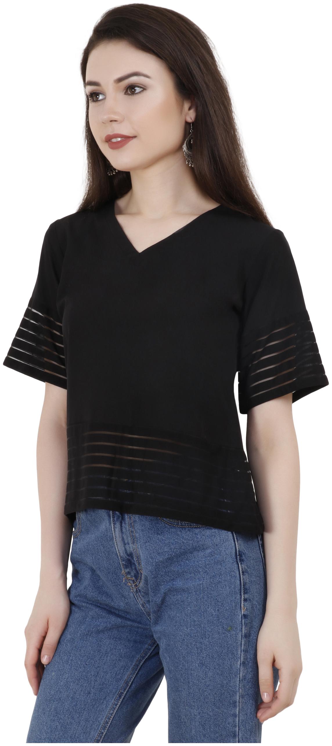 

UNFAKENOW Women Solid Fusion top - Black