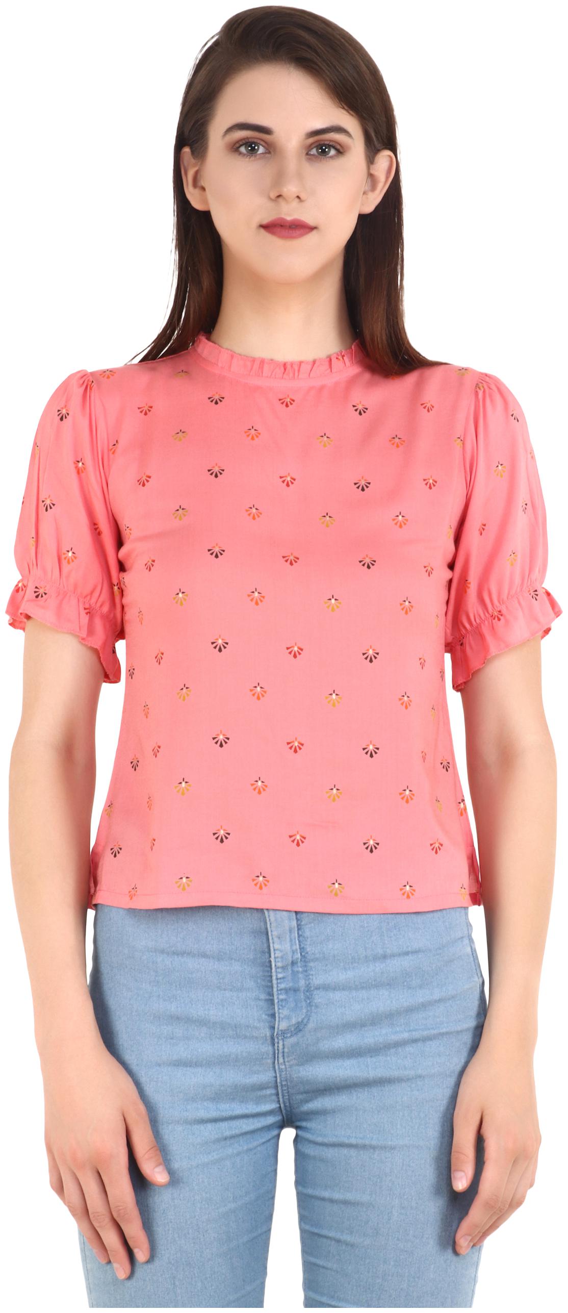 

UNFAKENOW Women Printed Boxy top - Pink