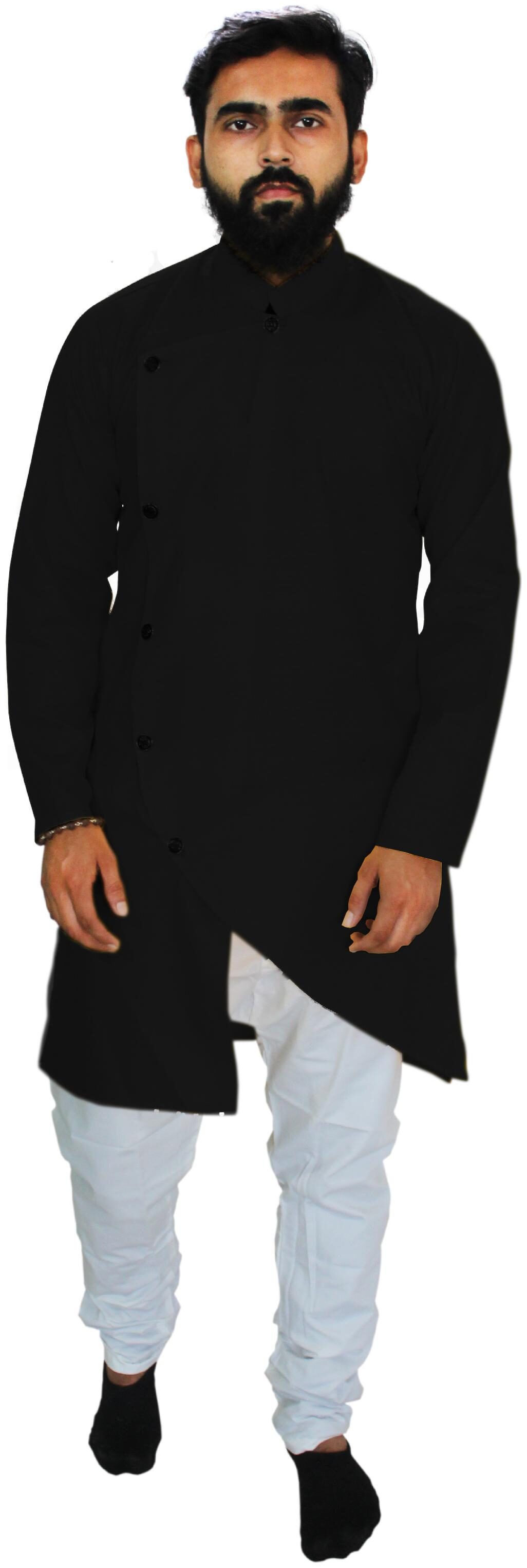 

UNIPLANET STORE Black White Solid Kurta and Pyjamas