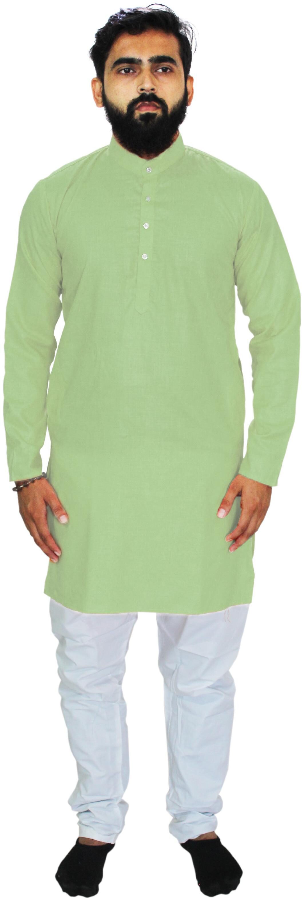 

UNIPLANET STORE Green White Solid Kurta and Pyjamas