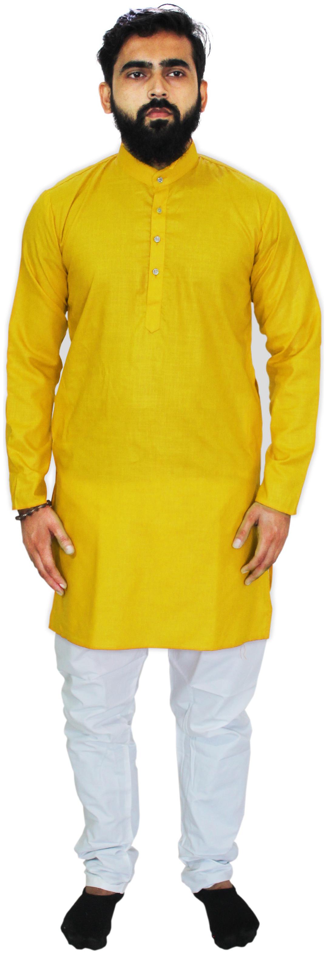 

UNIPLANET STORE Yellow White Solid Kurta and Pyjamas