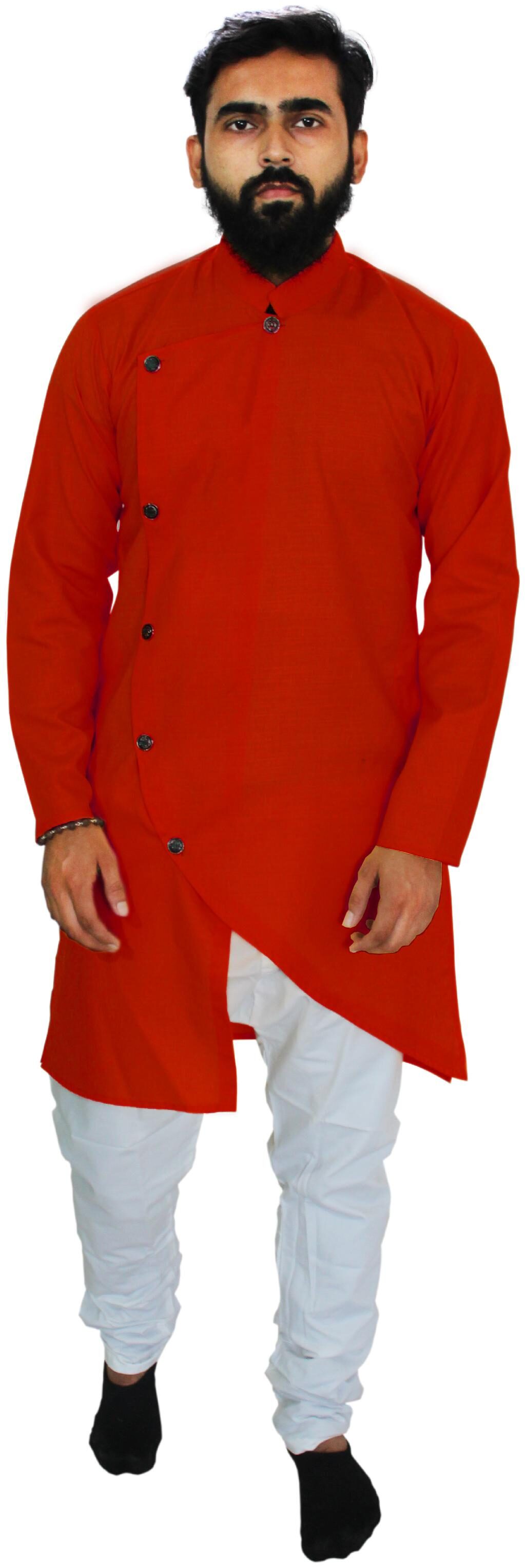 

UNIPLANET STORE Red White Solid Kurta and Pyjamas