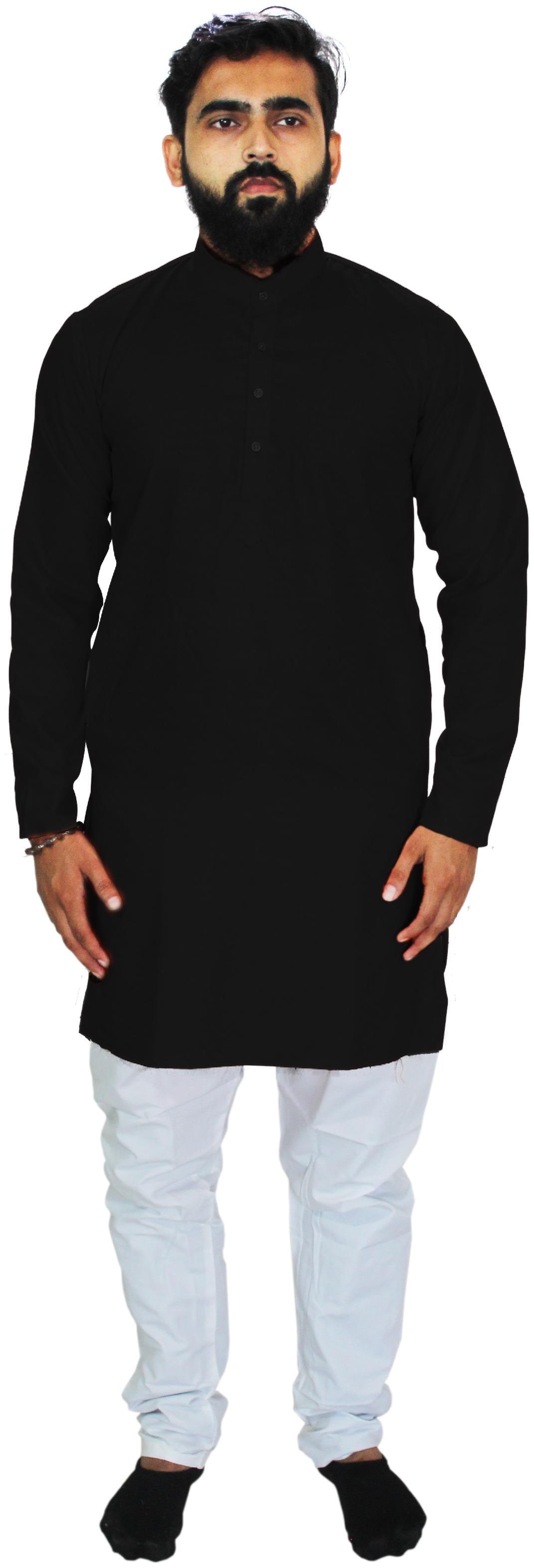 

UNIPLANET STORE Black White Solid Kurta and Pyjamas