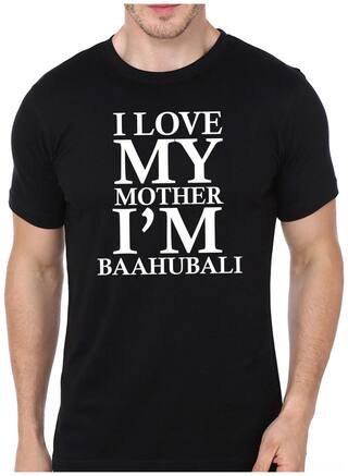 UNIQUE STATUS MEN ROUND NECK BLACK GRAPHIC PRINTED BAHUBALI T-SHIRT