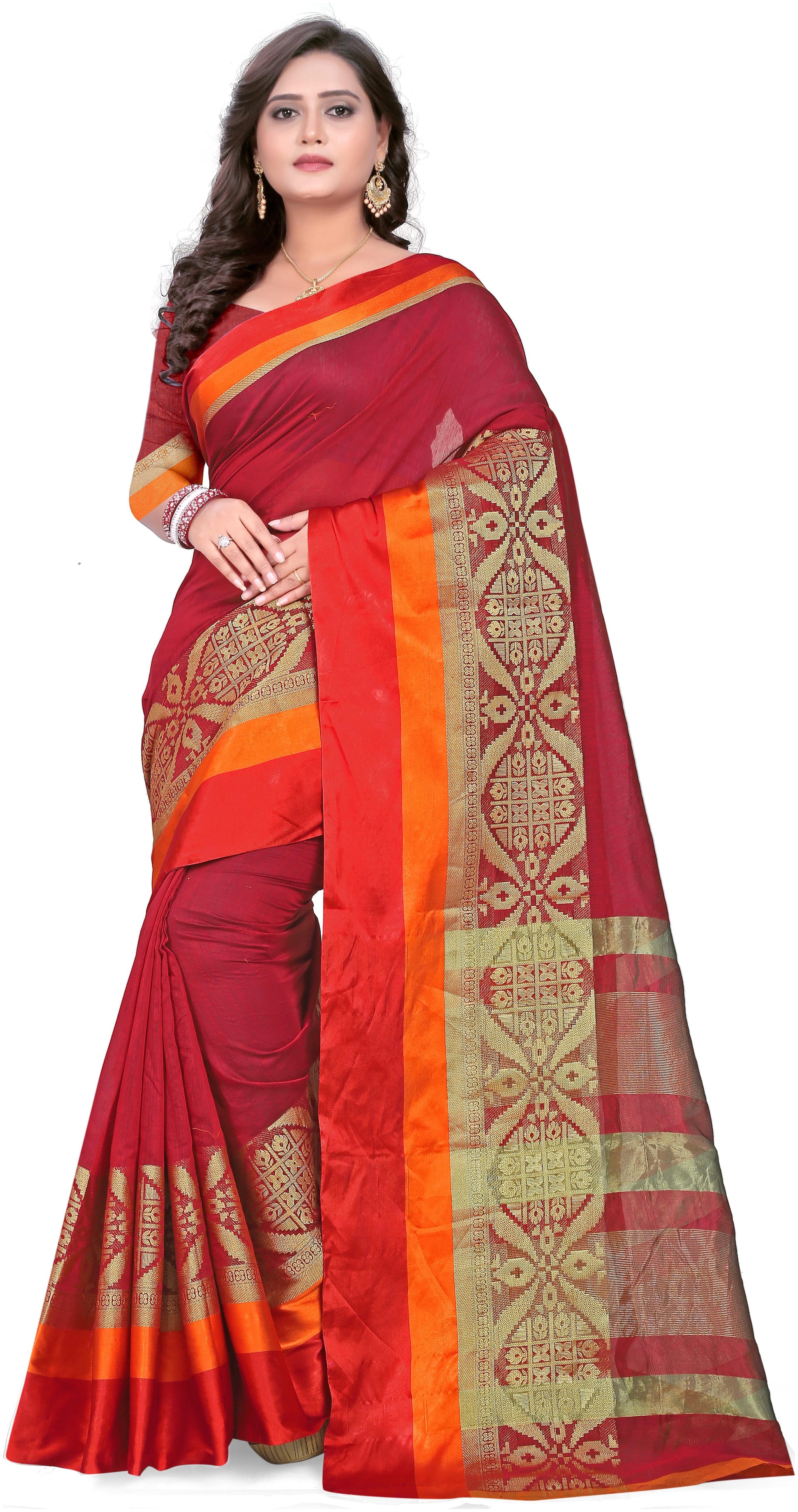 

Unique Store Exclusive Cotton silk Maroon Jacquard Saree
