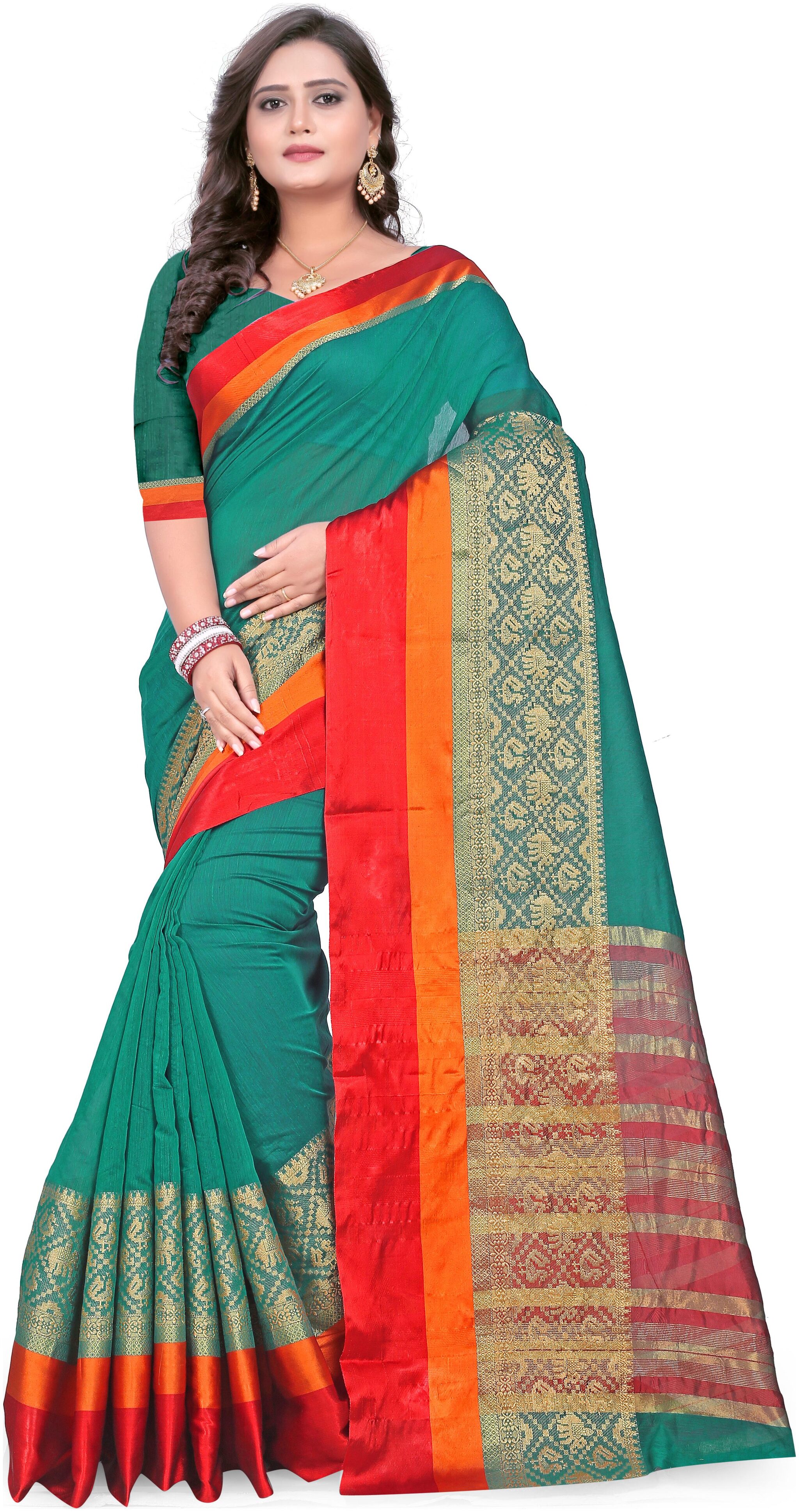 

Unique Store Exclusive Cotton silk Rama Jacquard Saree