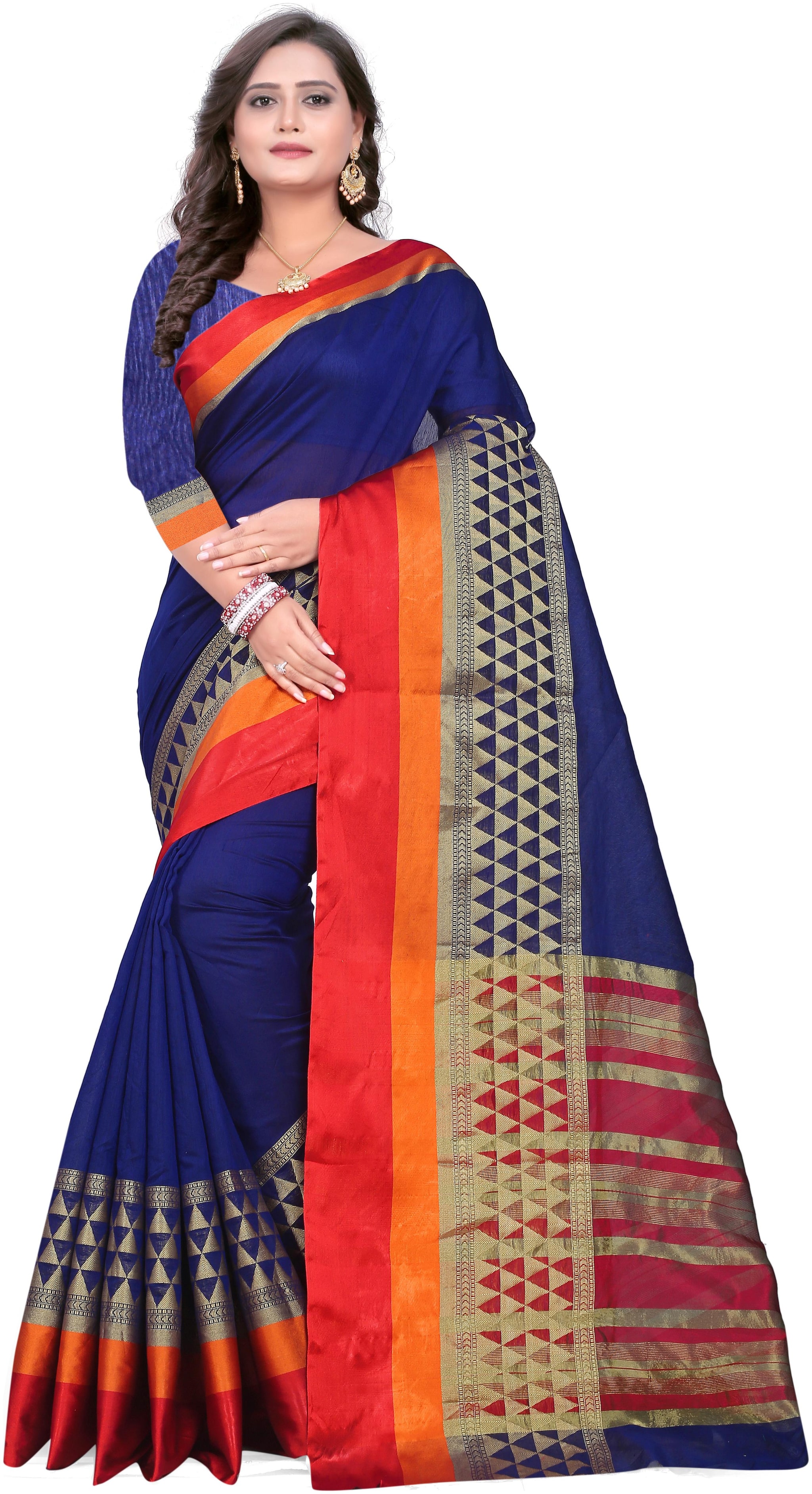 

Unique Store Exclusive Cotton silk Navy Blue Jacquard Saree
