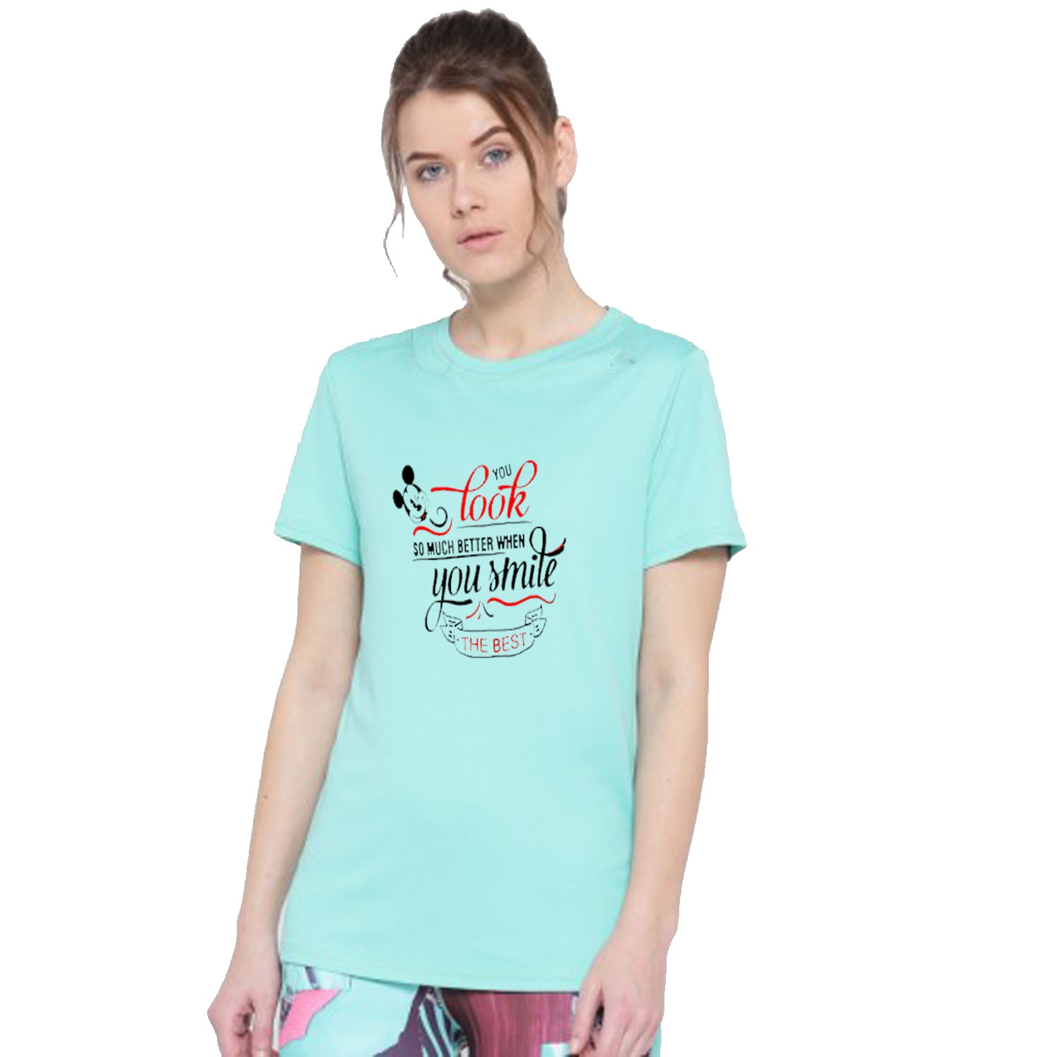 

UNIYALS Women Blue Regular fit Round neck Cotton T shirt