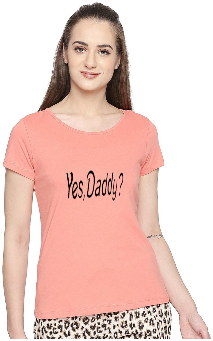 

UNIYALS Women Peach Regular fit Round neck Cotton T shirt