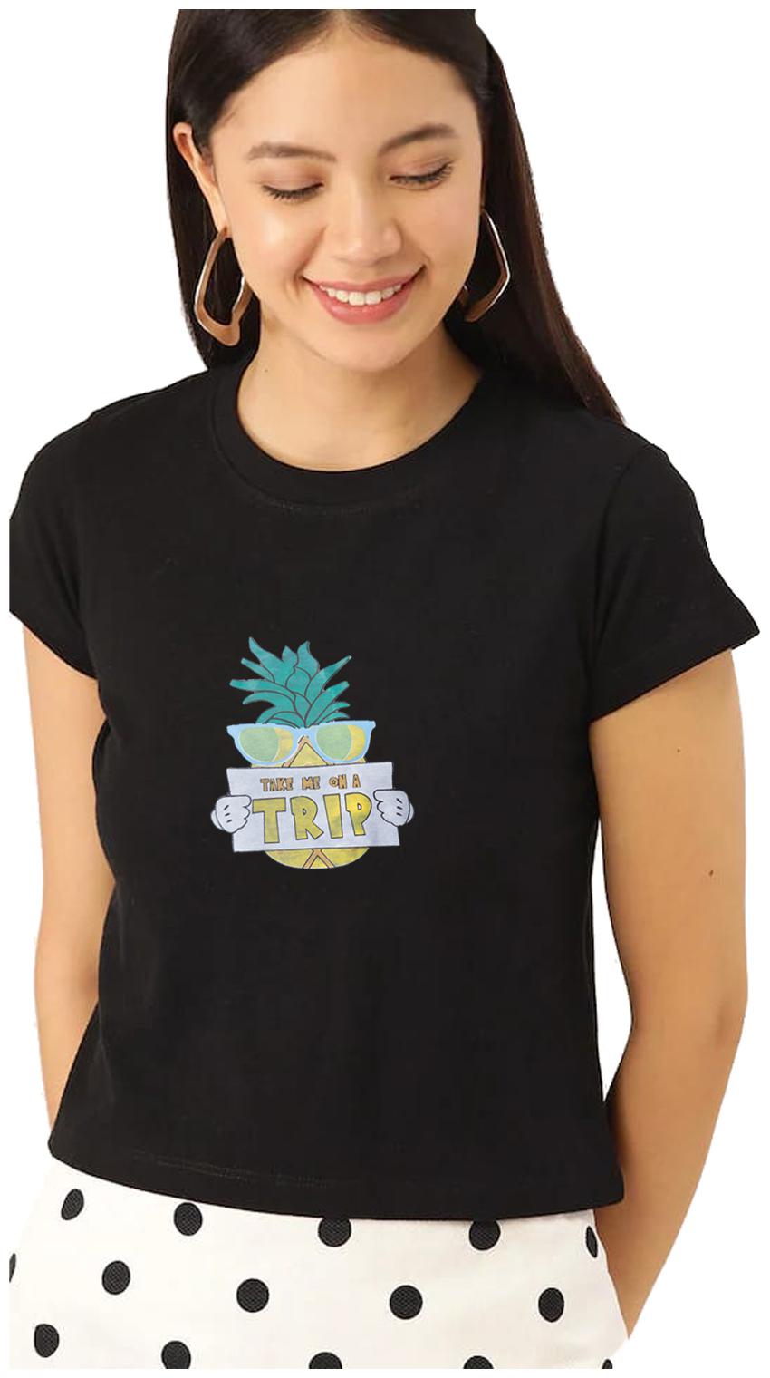 

UNIYALS Women Black Regular fit Round neck Cotton T shirt
